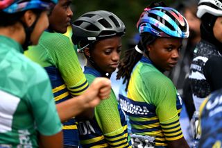 LOCH LOMOND SCOTLAND AUGUST 13 Jazilla Mwamikazi of Rwanda prior to the Women Elite Women U23 Road Race a 1541km race from Loch Lomond to Glasgow at the 96th UCI Cycling World Championships Glasgow 2023 Day 11 UCIWWT on August 13 2023 in Loch Lomond Scotland Photo by Dario BelingheriGetty Images