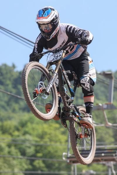 Loic Bruni (Lapierre International) stretches out for some long air to take the final place on the podium.
