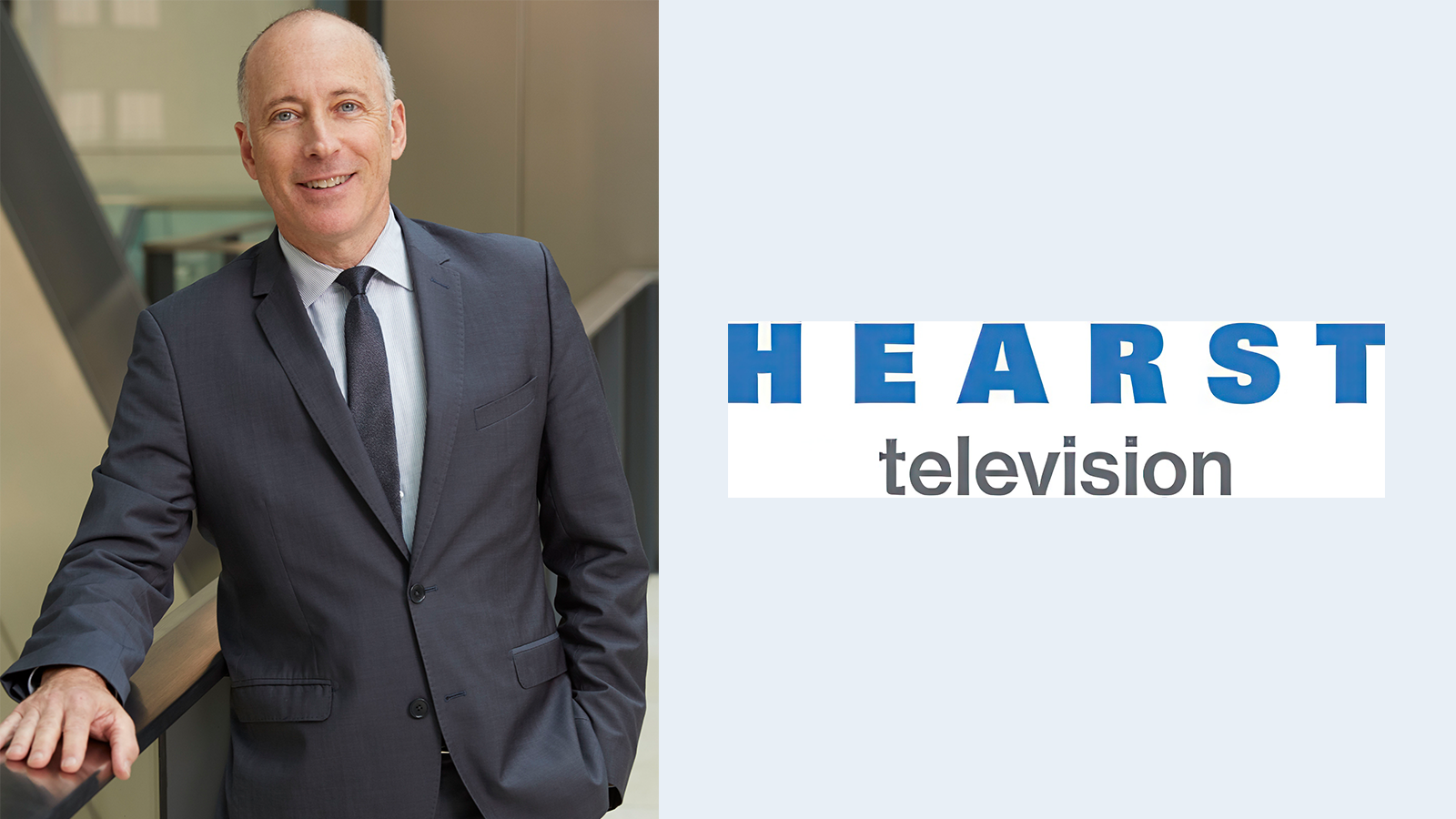 Roger Keating with a Hearst Television logo