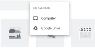 Google Drive's photo upload interface