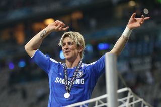 Fernando Torres celebrates Chelsea's Champions League final win over Bayern Munich at the Allianz Arena in May 2012.