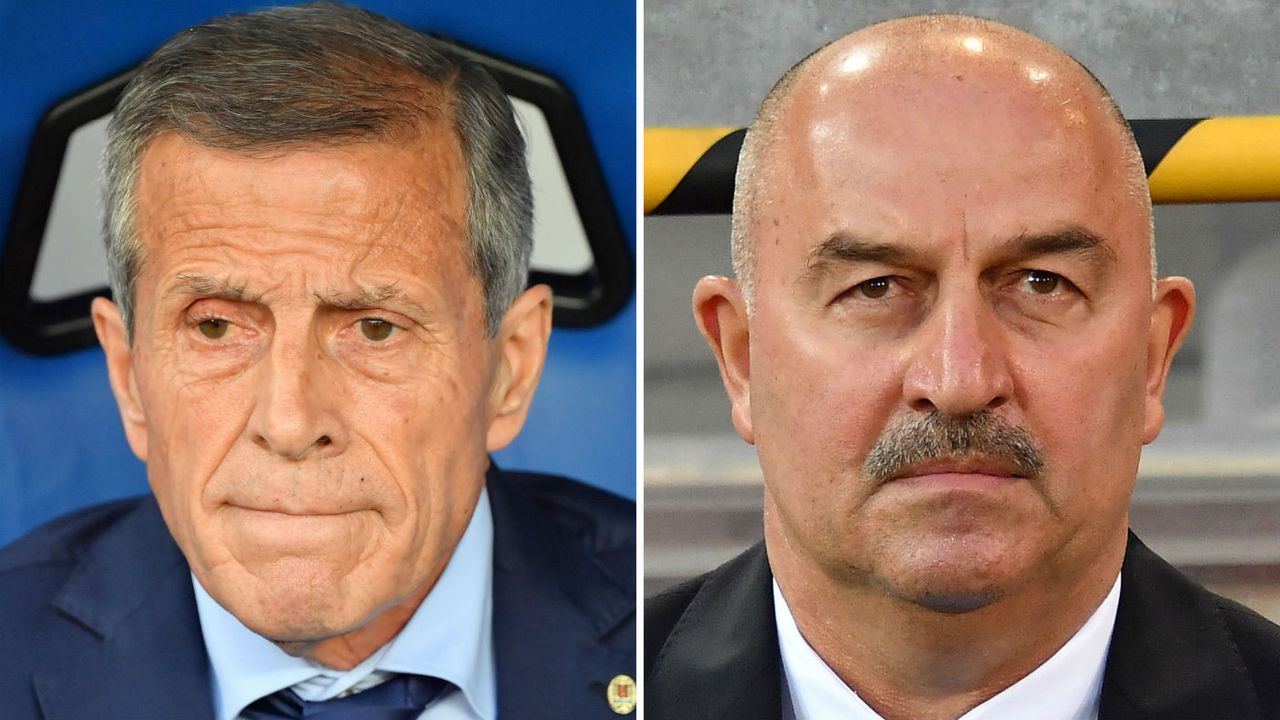 Uruguay vs. Russia Oscar Washington Tabarez Stanislav Cherchesov