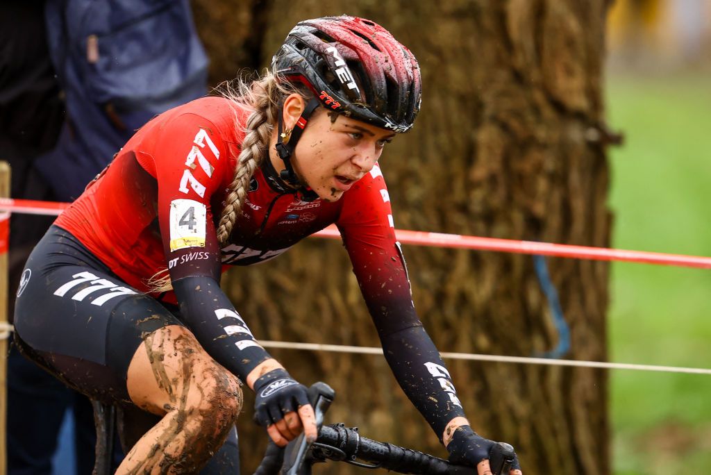 Dutch Inge van der Heijden pictured in action during the women elite race of the Superprestige Gullegem 7th stage out of 8 in the Superprestige cyclocross cycling competition in Gullegem Saturday 07 January 2023 BELGA PHOTO DAVID PINTENS Photo by DAVID PINTENS BELGA MAG Belga via AFP Photo by DAVID PINTENSBELGA MAGAFP via Getty Images