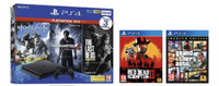 PS4 500GB with 3 PS Hits Game Bundle + Red Dead Redemption 2 + GTA V: Premium Edition