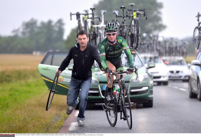 Thomas Voeckler (Europcar) after a mechanical