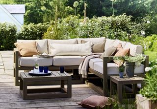 Outdoor living space with sofa