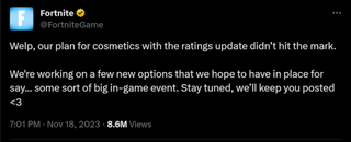 Welp, our plan for cosmetics with the ratings update didn’t hit the mark. We're working on a few new options that we hope to have in place for say... some sort of big in-game event. Stay tuned, we’ll keep you posted