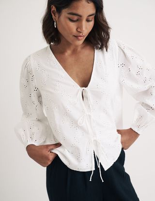 White Broderie Anglaise Bernadetta Blouse