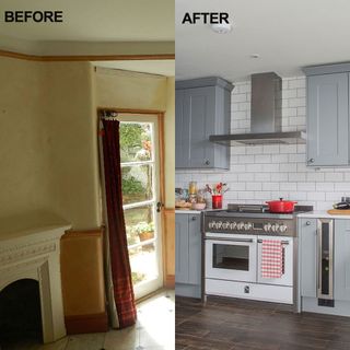 before and after makeover of kitchen
