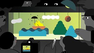 Download Adobe Animate: Cartoon bird in boat with umbrella