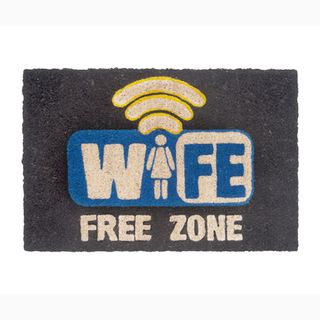 grey doormat with designed text wifi free zone