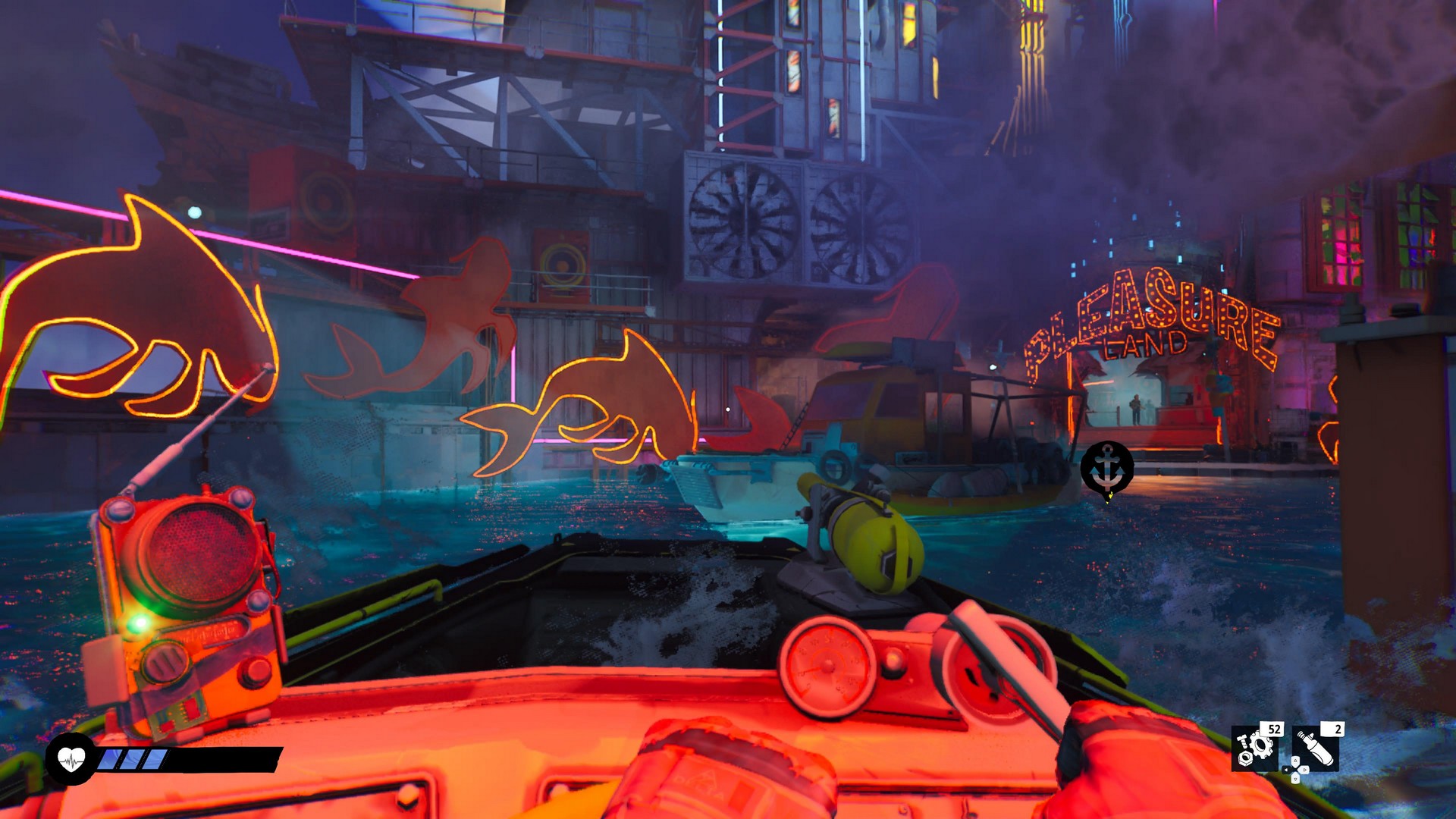 The player approaches Pleasureland's docks, in Tides of Tomorrow
