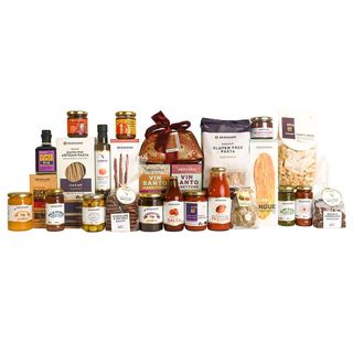 The contents of the Premium Christmas Hamper pictured on a white background