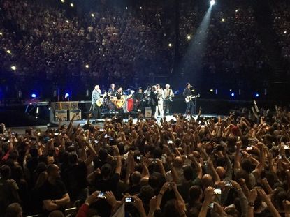 Eagles of Death Metal and U2 perform together in Paris.