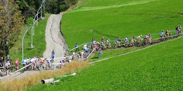 Elite men on the first climb
