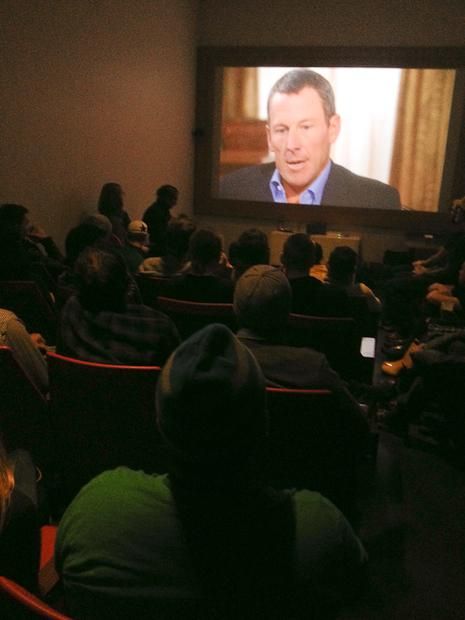 The small theater at Rapha North America HQ filled up fast and soon spilled over to the lobby.
