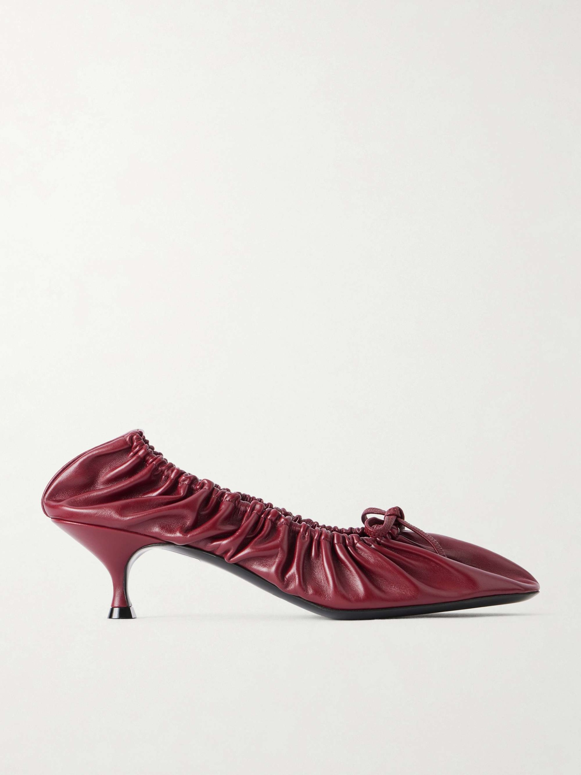 Gather Around 55 Bow-Detailed Gathered Leather Pumps