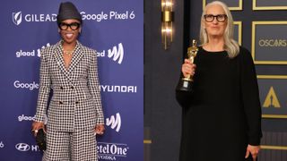 eyeglasses trends: thick frames: Cynthia Erivo and Jane Campion