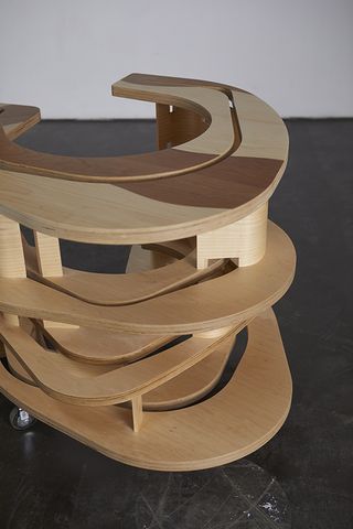Detail of Lelukaappi shelving unit by Enric Miralles
