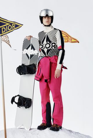 Man in Pink Dior snow suit