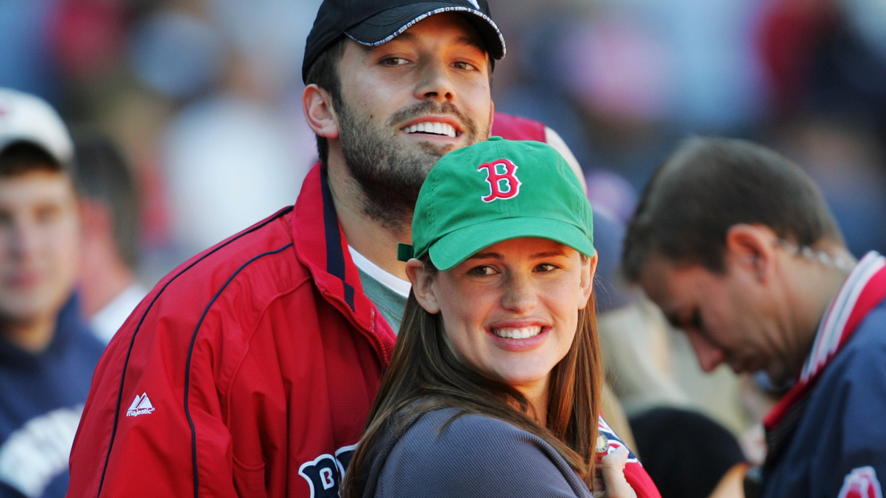 Ben Affleck and wife Jennifer Garner, who&#039;s expecting their first child, are on hand to cheer on the Boston Red Sox during a game against the New York Yankees at Fenway Park