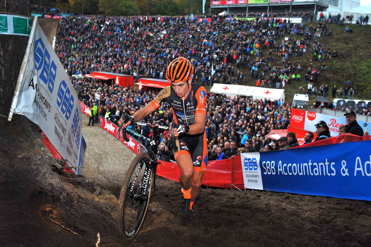 Wout Van Aert (Vastgoedservice-Golden Palace) was cheered on by the huge crowds