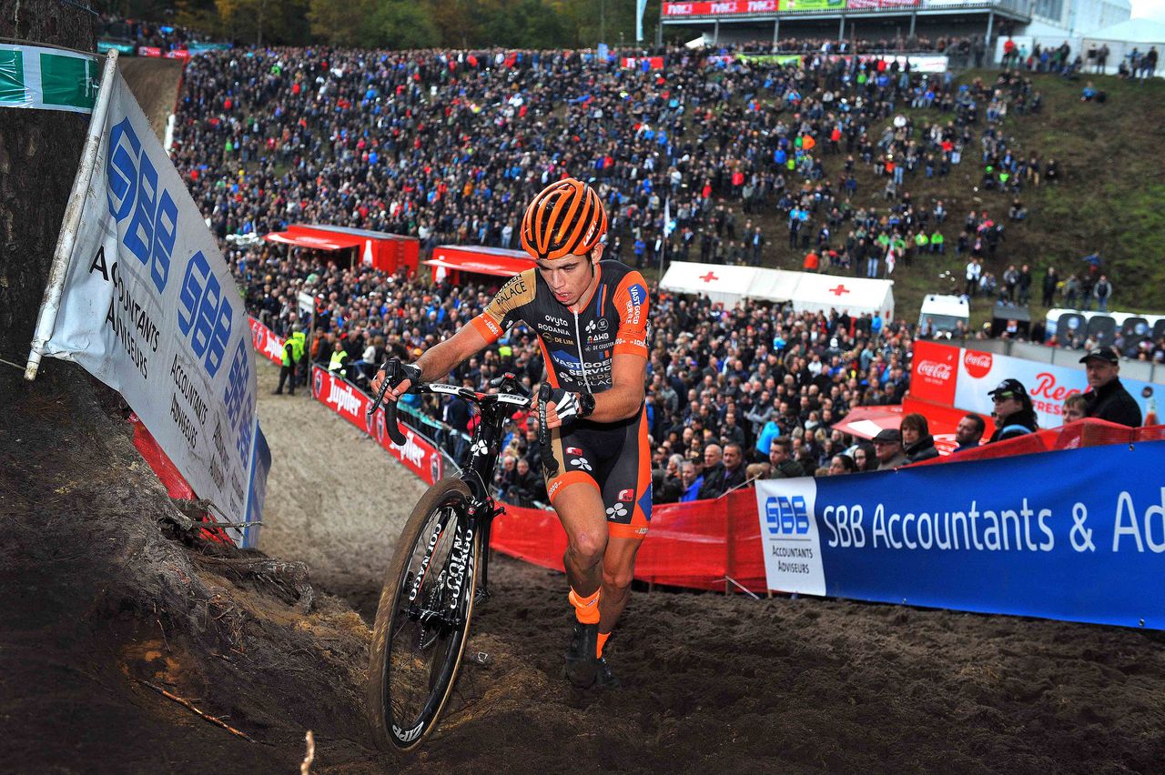 Wout Van Aert (Vastgoedservice-Golden Palace) was cheered on by the huge crowds