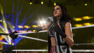 Promotional screenshot of Bayley in WWE 2K25