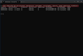 Check RAM specific technical specs command