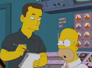 Elon Musk (left) guest stars in the Jan. 25, 2015 episode of "The Simpsons" on Fox.