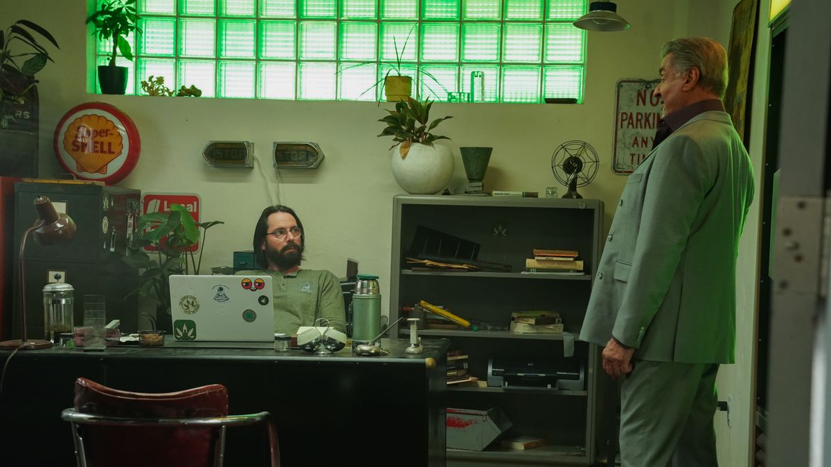 Martin Starr and Sylvester Stallone in Tulsa King