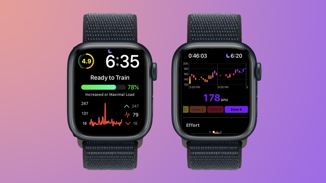 Screenshots of Athlytic app on Apple Watch