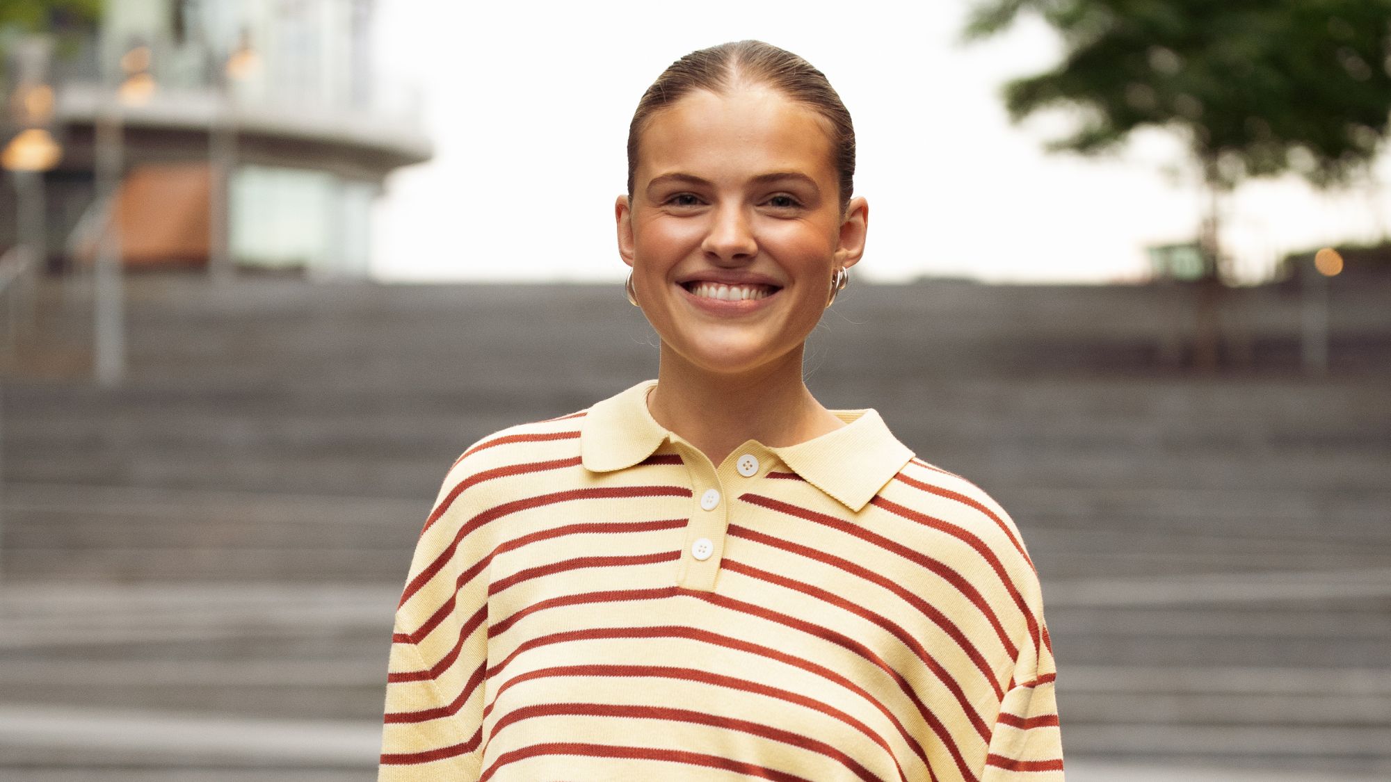 copenhagen street style shot of woman wearing minimal makeup