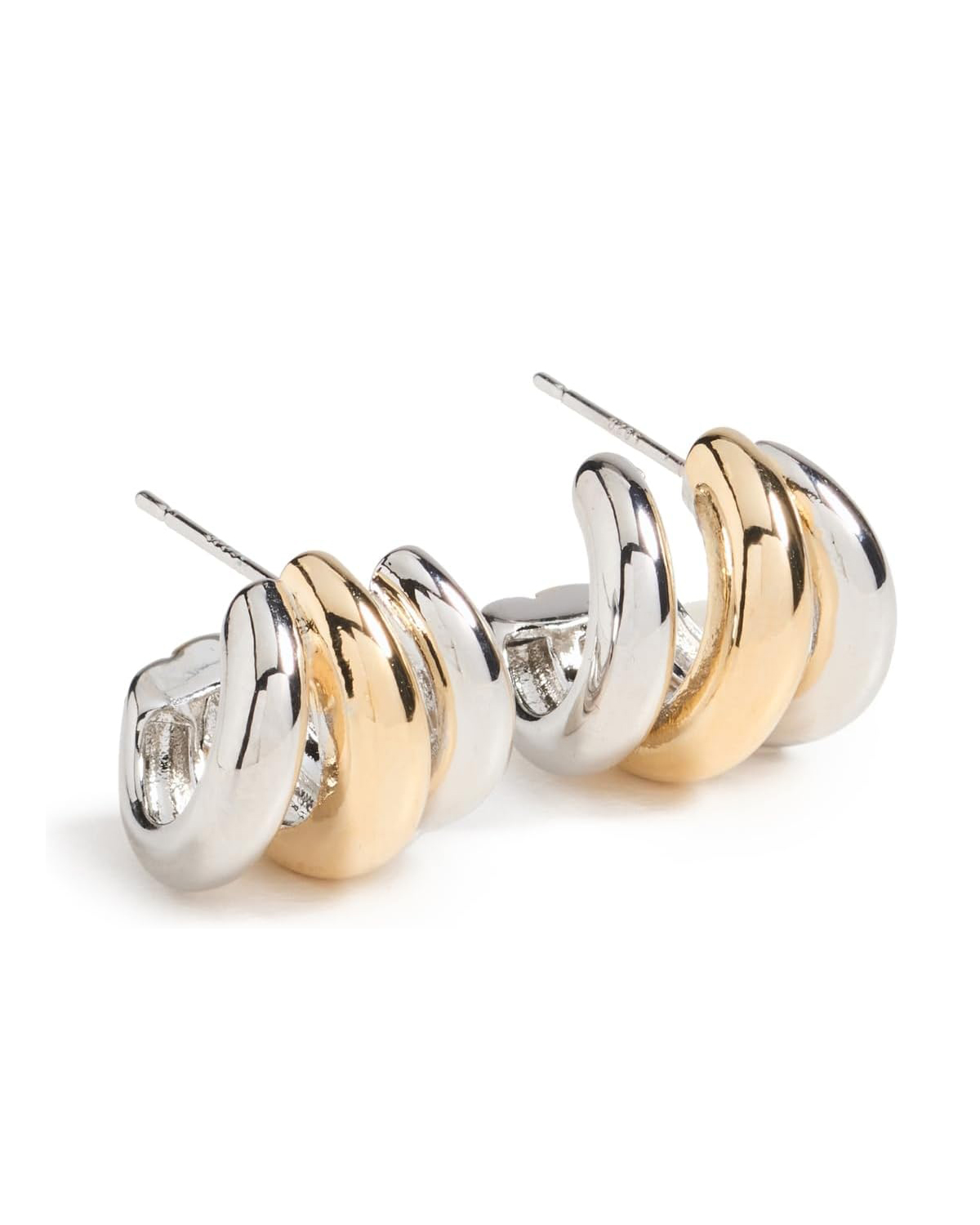 SHASHI, Shashi Women's Triple Two Toned Hoops, Gold/silver, One Size