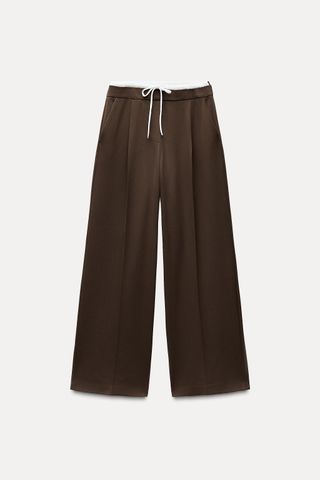 Wide-Leg Trousers With Double Waistband