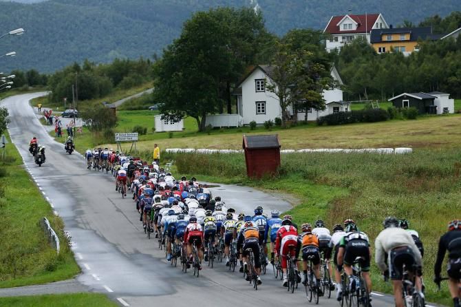 The peloton faced some cool, wet weather on the opening stage at the Arctic Race of Norway