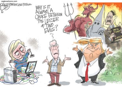 Political cartoon U.S. 2016 Election Hillary Clinton Donald Trump