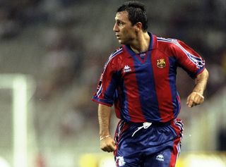 Hristo Stoichkov in action for Barcelona against San Lorenzo in the Gamper Trophy in August 1996.