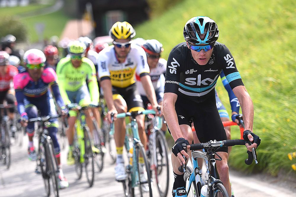 Chris Froome in action during stage 4 at the Tour de Romandie.