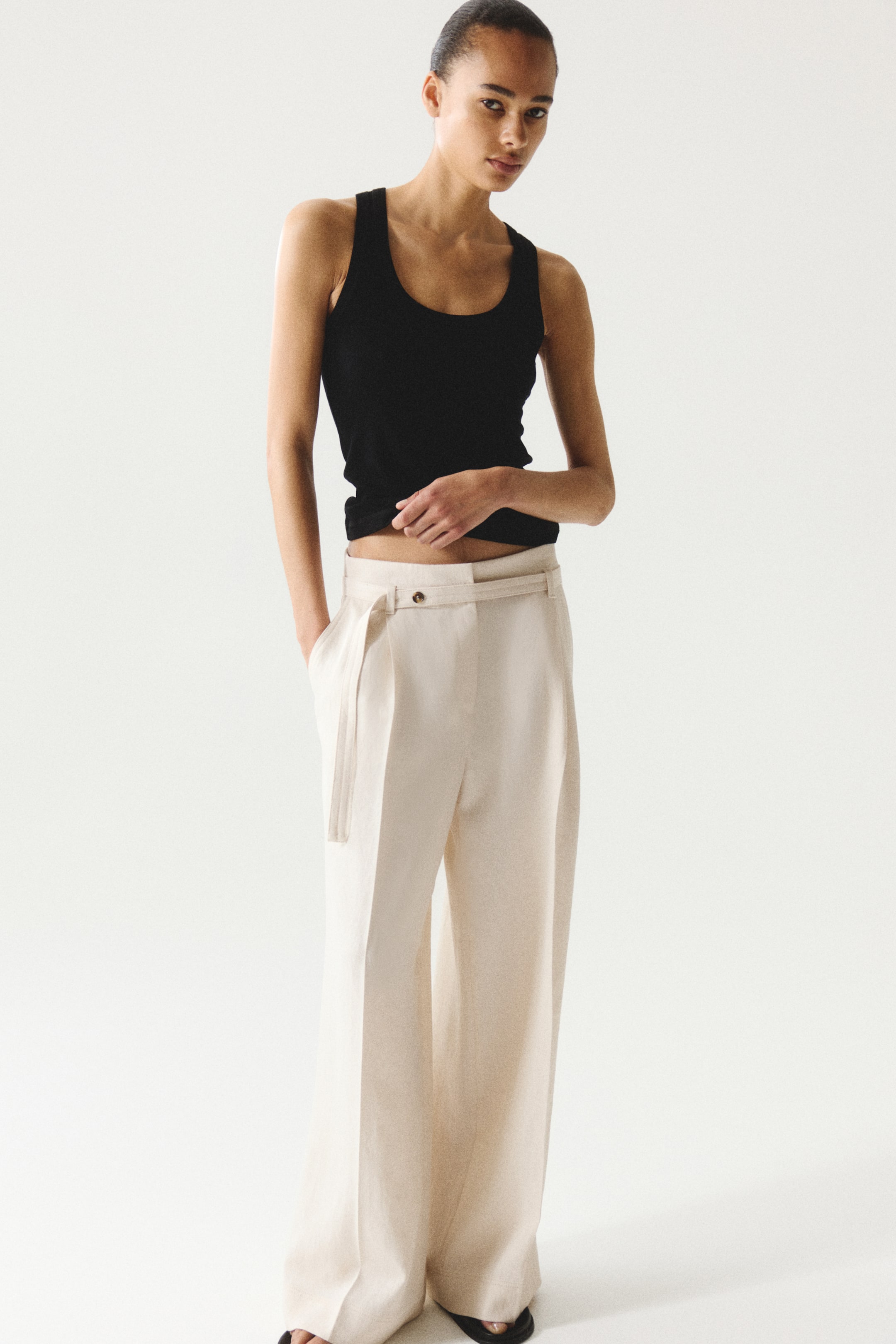 Wide Belted Trousers