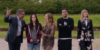 The Schitt's Creek Cast: Annie Murphy, Catherine O'Hara, Dan Levy, Emily Hampshire, and Eugene Levy