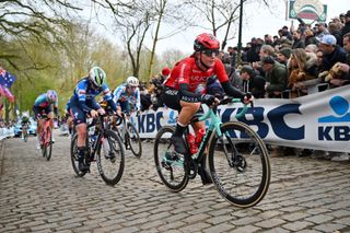 WEVELGEM BELGIUM MARCH 24 Michaela Drummond of New Zealand and Team ArkeaBB Hotels competes during the 13rd GentWevelgem in Flanders Fields 2024 Womens Elite a 1712km one day race from Ieper to Wevelgem UCIWWT on March 24 2024 in Wevelgem Belgium Photo by Luc ClaessenGetty Images