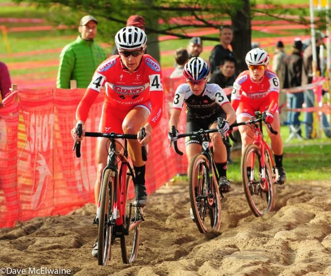 Kaitie Antonneau (Cannondale) found herself in a Cal Giant sandwich for much of the race