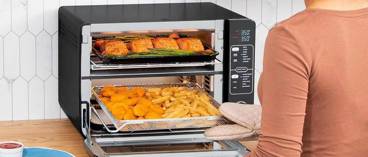 Ninja 12-in-1 Double Oven with FlexDoor DCT401 on counter