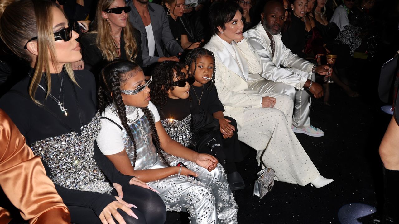 Khloe Kardashian, Kris Jenner and family are seen on the front row of the Dolce &amp; Gabbana Fashion Show during the Milan Fashion Week Womenswear Spring/Summer 2023 on September 24, 2022 in Milan, Italy