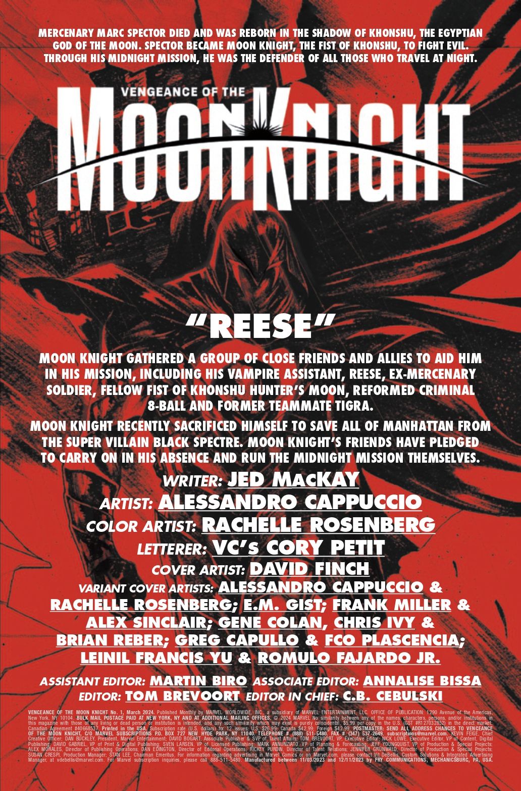 Art from Vengeance of Moon Knight #1