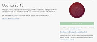 Ubuntu 23.10 downloads removed