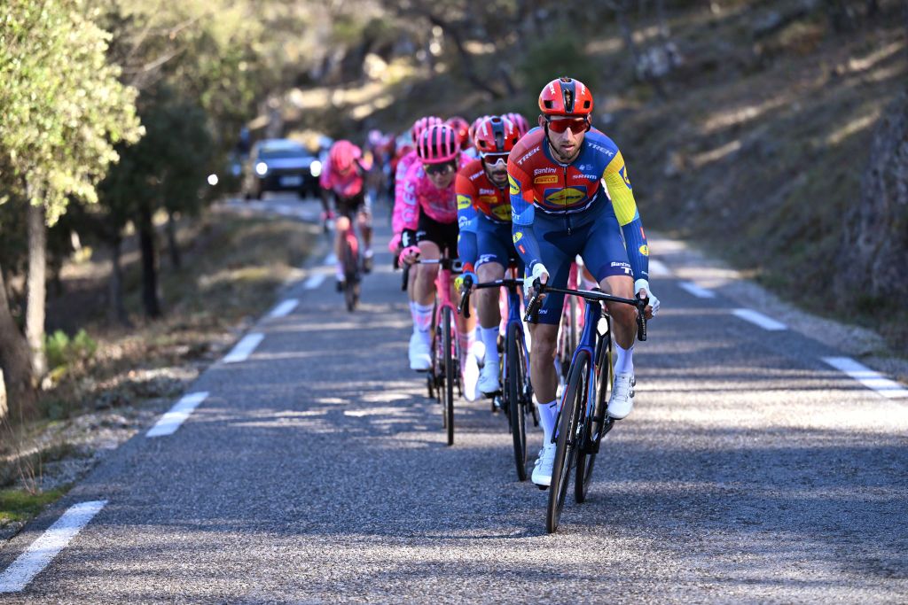 SAINTVICTORET FRANCE FEBRUARY 14 Bauke Mollema of the Netherlands and Team Lidl Trek competes in the breakaway during the 9th Tour de la Provence 2025 Stage 1a 1693km stage from Marseille to SaintVictoret on February 14 2025 in SaintVictoret France Photo by Billy CeustersGetty Images