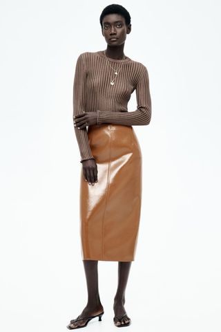 Coated Pencil Skirt