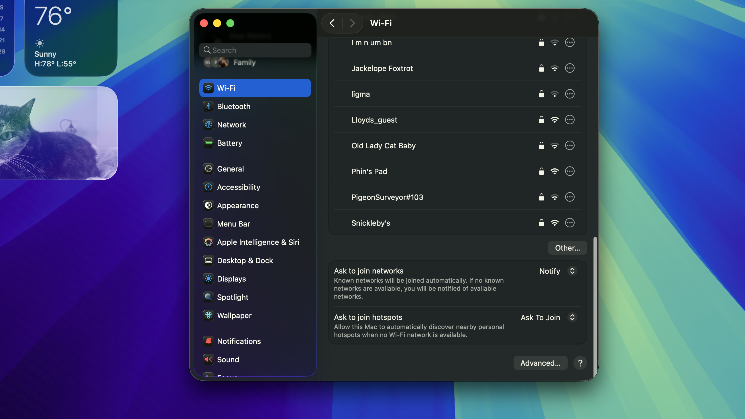 macOS W-Fi settings